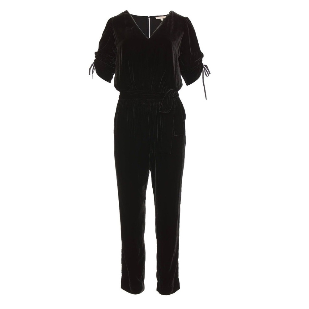 Gold Hawk Silk Blend Velvet Jumpsuit Size Medium Black NWT